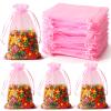 WenTao 100pcs Organza Gift Bags, 4 x 6 inches Pink Wedding Christmas Favors Gift Drawstring Bags Jewelry Pouches view 1