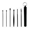 6pcs Ear Wax Removal Keychain Kit,Earwax Cleaner Tool Set, Stainless Stee Stainless Steel Household Portable Manual Ear Wax Removal Kit for Men and Women (Black) view 1