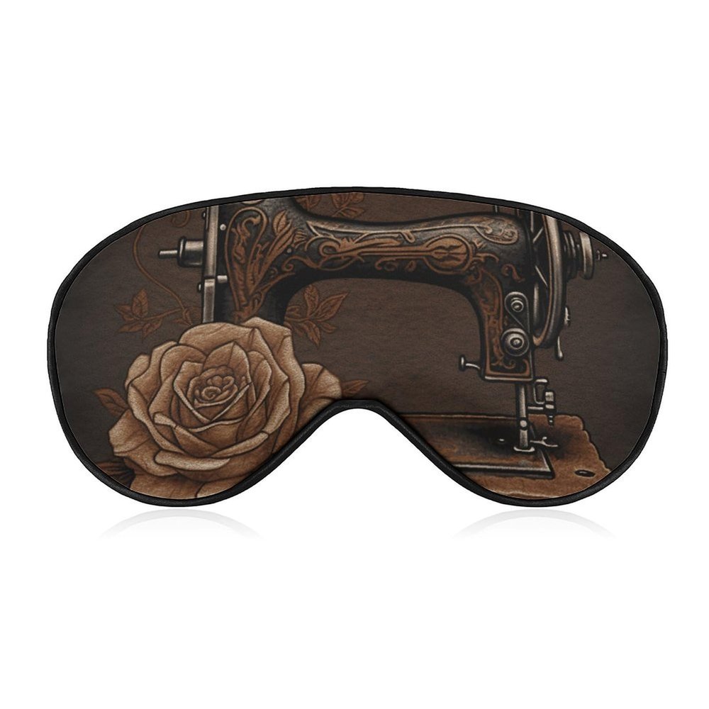 Sleep Mask for Men Women Rose and Sewing Machine Eye Cover for Sleeping Breathable Sleep Eye Mask with Adjustable Elastic Strap Light Blocking Eyeshade for Night Sleeping Nap