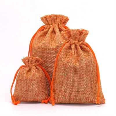 GIOTEL 50pcs/lot 9x12cm Bags Suitable For Wedding Favors Party Christmas Gift Jewelry Hessian Sack Pouches Packing(Orange)