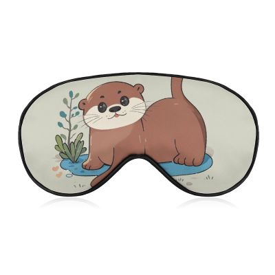 Sleep Mask for Men Women Cartoon Cute Otters Eye Cover for Sleeping Breathable Sleep Eye Mask with Adjustable Elastic Strap Light Blocking Eyeshade for Night Sleeping Nap