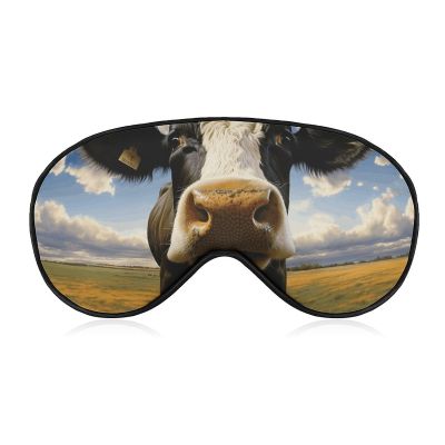 Sleep Mask for Men Women Prairie Cow Eye Cover for Sleeping Breathable Sleep Eye Mask with Adjustable Elastic Strap Light Blocking Eyeshade for Night Sleeping Nap