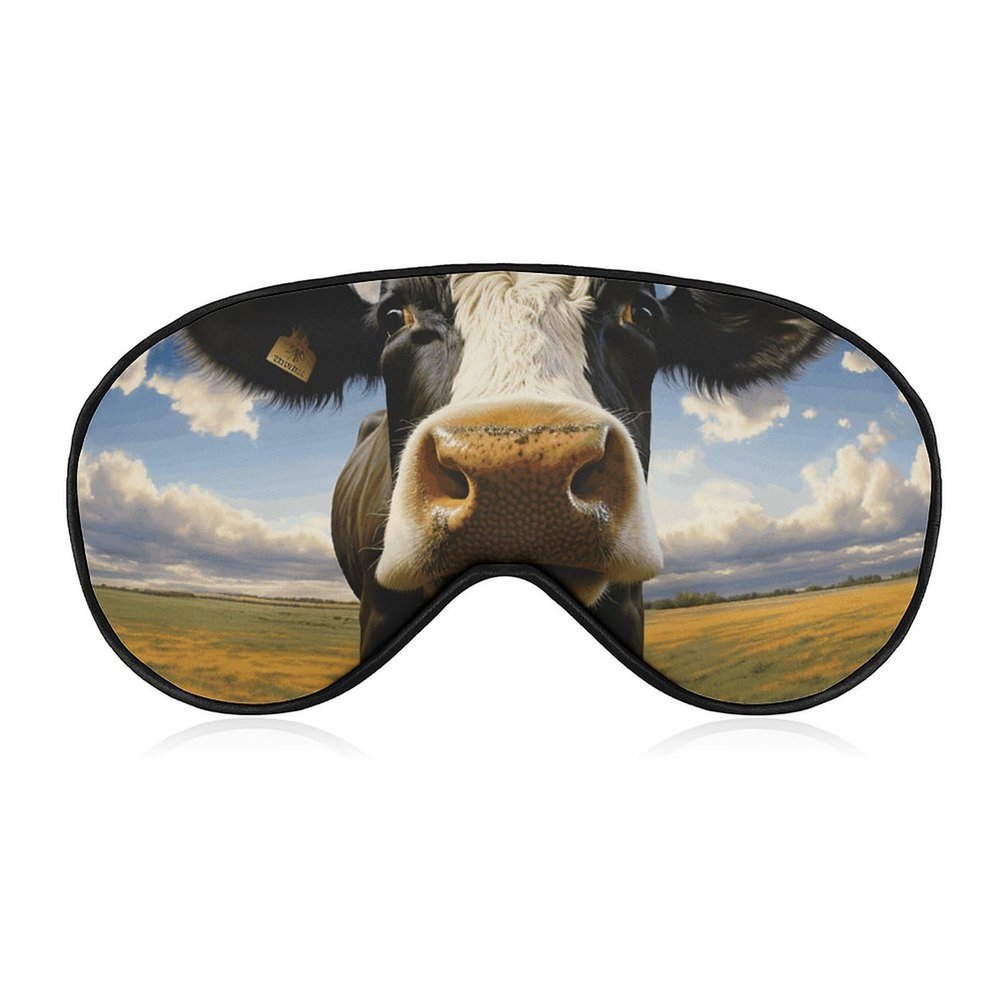 Sleep Mask for Men Women Prairie Cow Eye Cover for Sleeping Breathable Sleep Eye Mask with Adjustable Elastic Strap Light Blocking Eyeshade for Night Sleeping Nap