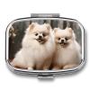 Short-haired Pomeranian Dog Square Pill Box Travel Portable Pill Case 2 Compartment Medicine Metal Tablet Vitamin Holder Organizer for Purse Pocket view 1