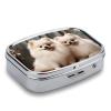 Short-haired Pomeranian Dog Square Pill Box Travel Portable Pill Case 2 Compartment Medicine Metal Tablet Vitamin Holder Organizer for Purse Pocket view 3