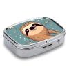 Funny Sloth Stars Square Pill Box Travel Portable Pill Case 2 Compartment Medicine Metal Tablet Vitamin Holder Organizer for Purse Pocket view 3