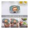 Funny Sloth Stars Square Pill Box Travel Portable Pill Case 2 Compartment Medicine Metal Tablet Vitamin Holder Organizer for Purse Pocket view 4