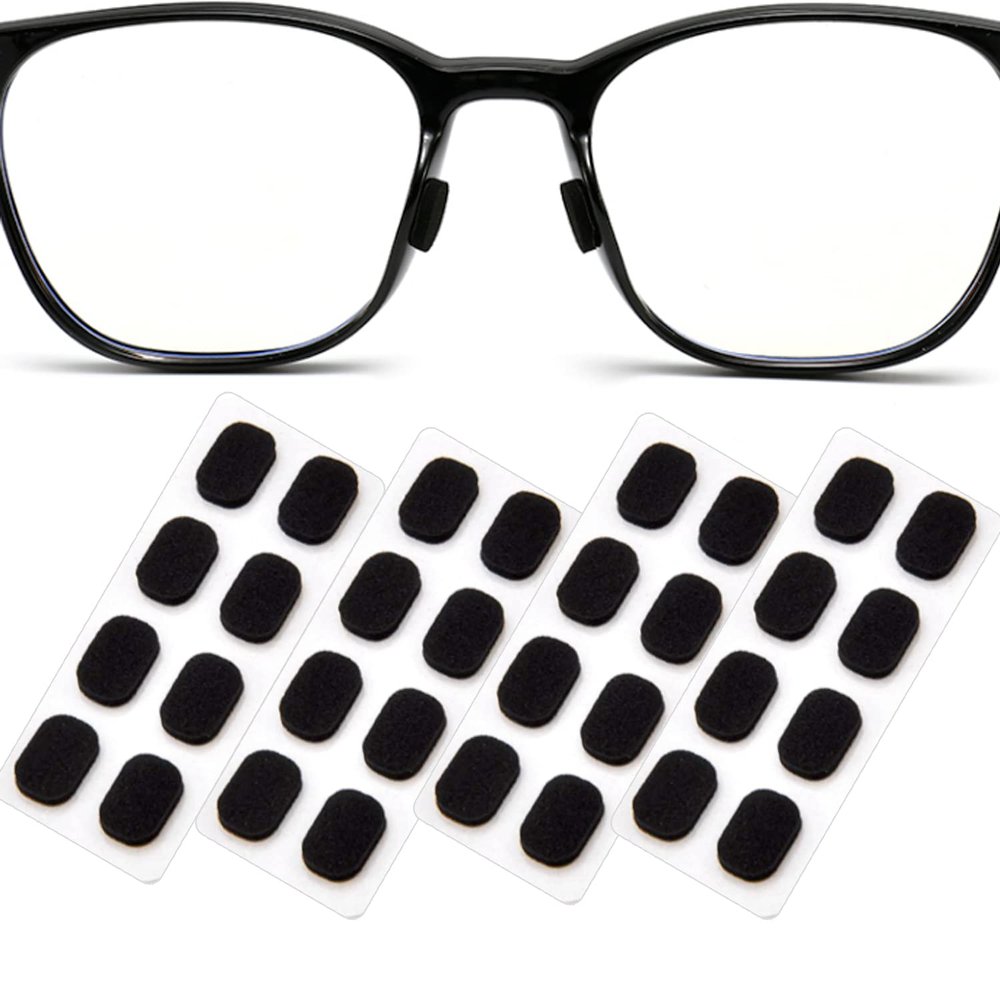 16 Pairs Eyeglass Nose Pads Foam Nose Cushion Anti Slip Adhesive Adjustable Nose Pads for Glasses Eyeglasses Stick on Plastic Frames Black Color, 1mm