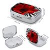 Red Flower Square Pill Box Travel Portable Pill Case 2 Compartment Medicine Metal Tablet Vitamin Holder Organizer for Purse Pocket view 2