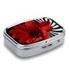 Red Flower Square Pill Box Travel Portable Pill Case 2 Compartment Medicine Metal Tablet Vitamin Holder Organizer for Purse Pocket view 3
