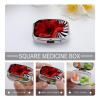 Red Flower Square Pill Box Travel Portable Pill Case 2 Compartment Medicine Metal Tablet Vitamin Holder Organizer for Purse Pocket view 4