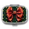 Wrapping Paper with Bow Pill Box Cute Square Pill Case Portable Medicine Tablet Vitamin Holder Organizer for Purse Pocket view 1
