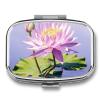 Purple Water Lily Pill Box Cute Square Pill Case Portable Medicine Tablet Vitamin Holder Organizer for Purse Pocket view 1
