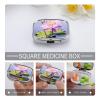 Purple Water Lily Pill Box Cute Square Pill Case Portable Medicine Tablet Vitamin Holder Organizer for Purse Pocket view 4