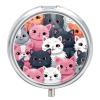 Cute Kittens Pill Box Cute Round Pill Case Portable Medicine Tablet Vitamin Holder Organizer for Purse Pocket view 1