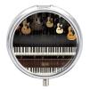 Guitar Piano Pattern Pill Box Cute Round Pill Case Portable Medicine Tablet Vitamin Holder Organizer for Purse Pocket view 1