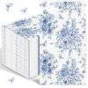 100PCS Blue Floral Napkins Disposable Hand Towels for Bathroom 3 Ply Blue and White Paper Napkins Decorative Flower Guest Napkins Chinoiserie Napkins for Wedding Bridal Shower Birthday Cocktail Party view 1