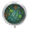 Math Question Pill Box Cute Round Pill Case Portable Medicine Tablet Vitamin Holder Organizer for Purse Pocket view 1