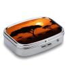 Sunset African Savanna Square Pill Box Travel Portable Pill Case 2 Compartment Medicine Metal Tablet Vitamin Holder Organizer for Purse Pocket view 3