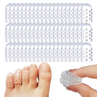 60PCS Silicone Anti-Friction Toe Protector, 2024 New Gel Toe Protectors Breathable Toe Covers, Little Toe Protectors Caps Guards for Men Women, Toe Sleeves for Corns, Blisters and Ingrown Toenails