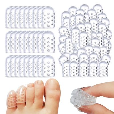 100PCS Silicone Anti-Friction Toe Protector, 2024 New Gel Toe Protectors Breathable Toe Covers, Little Toe Protectors Caps Guards for Men Women, Toe Sleeves for Corns, Blisters and Ingrown Toenails
