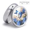 Hydrangeas Daisies Butterflies Pill Box Cute Round Pill Case Portable Medicine Tablet Vitamin Holder Organizer for Purse Pocket view 2