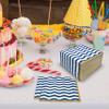 100 Pcs Wavy Blue & White Stripe Cocktail Beverage Napkins Disposable Paper Striped Dessert Napkin for Birthday Baby Shower Party Supplies Decor view 4