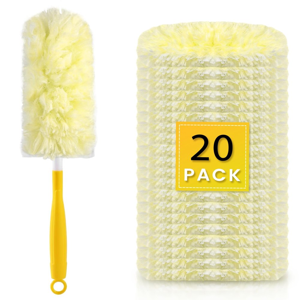 360 Duster Refills Kit, 20 Count Heavy Duty Disposable Microfiber Dusters (Yellow)