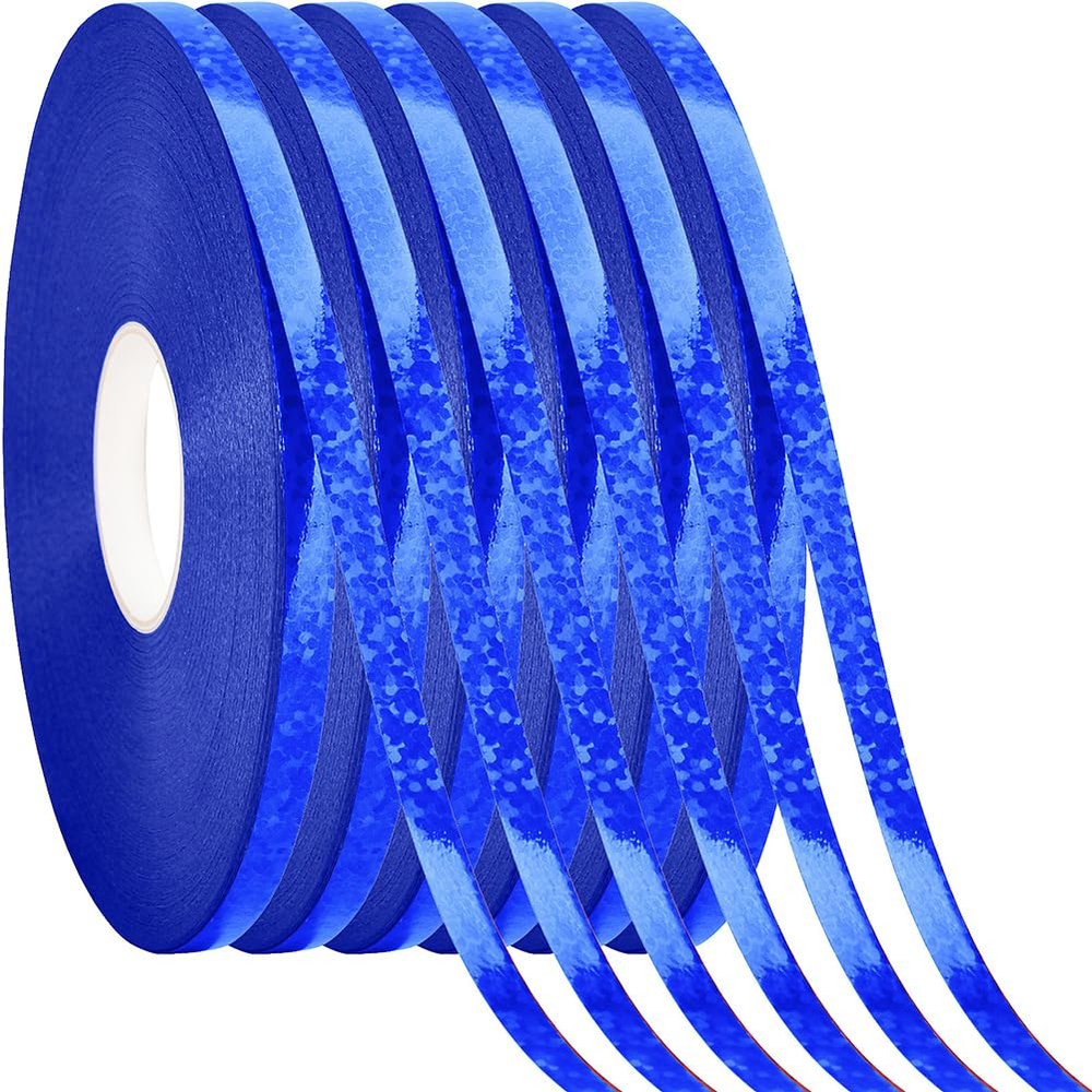 6 Rolls Blue Ribbon,Colorful Curling Ribbon for Wrapping,Bows,Crafting 02 Blue Shiny 3/16 Inch