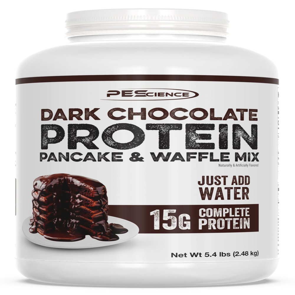 PEScience Protein Pancake Mix for Protein Waffles and Pancakes, Just Add Water, Whey and Casein Blend, Amazing Taste and Fluffy Texture - Dark Chocolate, 36 Servings, 87.4 Ounce (Pack of 1)
