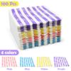 100 Pack Scalloped Pastel Striped Cocktail Napkins 5x5 Inch Disposable Paper Beverage Napkins for Birthday Baby Shower Summer Party Dinner Decor Supplies view 3