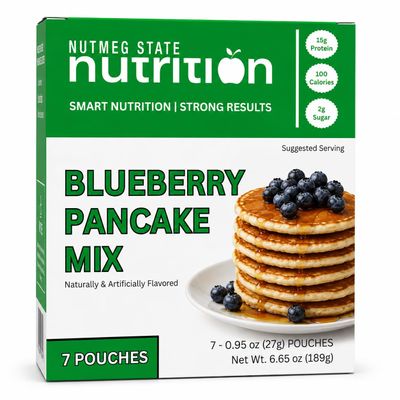 Nutmeg State Nutrition - Protein Pancakes and Waffle Mix, Low Carb, 15g Protein, 100 Calories, 2g Sugar, 7 Servings Per Box (1 Box, Blueberry)