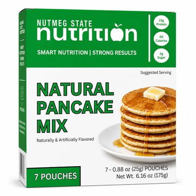 Nutmeg State Nutrition - Protein Pancakes and Waffle Mix, Low Carb, 15g Protein, 90 Calories, 2g Sugar, 7 Servings Per Box (1 Box, Natural)