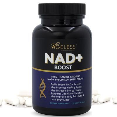Ageless NAD+ Supplements for Women & Men | 300mg Nicotinamide Riboside Chloride | Dietary Supplement for Anti-Aging | Supports Energy, Focus, Stamina, Fat Metabolism & Cognitive Function 90 Capsules
