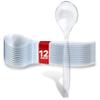 12 Count 10-Inch Disposable Clear Plastic Serving Spoons for Catering, Weddings, Holiday Parties, and Buffets - Large Utensils by Stock Your Home view 1