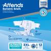 Attends Bariatric Incontinence Disposable Briefs, 3X-Large, Up to 85" Waist with SecureGrip Tab Closure, Ultimate Absorbency, Dry-Lock Containment Core and ConfidenceCuff Leakage Protection, 12ct Bag view 2