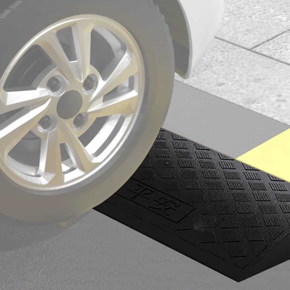 OUKEJNM 1.6" 3" 5" Rise Threshold Ramp, Wheelchair Ramp for Home Steps, Driveway Curb Ramps, Rubber Entry Ramp, 1.2"-4" 550Lbs/ 4.3"-7.5" 2204Lbs Load Capacity(Black,1.6" Rise/4cm)