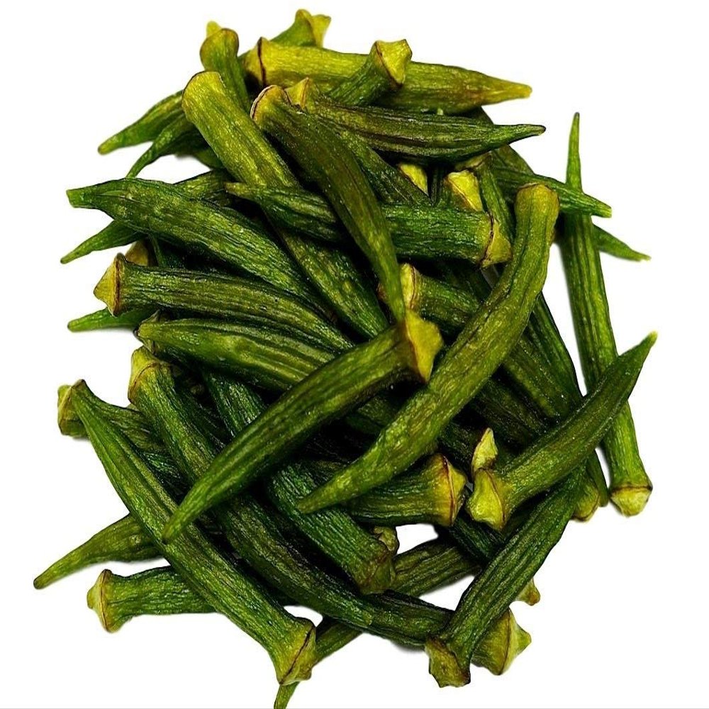 Dried Okra Chips | Sea Salted | Natural | Delicious Healthy Snack | No Color Added - No Sugar Added | Crispy Veggie Chips (1 Pound, Okra)