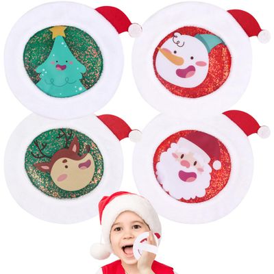 Christmas Kids Ice Packs 4 Pack with Santa Hat Covers, Reusable Festive Gel Packs for Kids Stocking Stuffers, Holiday Boo Boo Relief Gifts for Toddlers Boys & Girls, Small Hot Cold Compress