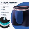 Carer Washable Men's Incontinence Underwear Reusable Leak Proof Boxer Briefs with Front Absorbency Area Waterproof for Light Bladder Leakage Protection Cotton 2 Pack (Blue/Gray, X-Large) view 2