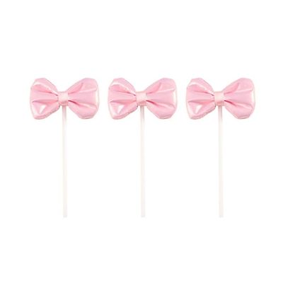 10PCS Pink Bowknot Cupcake Toppers Bow Cake Picks Cake Dessert Tops Decoration for Birthday Baby Shower Party Cake Decorations Supplies