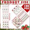 100Pcs Christmas Straws Boho Xmas Tree Paper Straws Boho Forest Disposable Drinking Straws for Xmas Winter Holiday Beverages Cocktail Decorations view 2