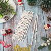 100Pcs Christmas Straws Boho Xmas Tree Paper Straws Boho Forest Disposable Drinking Straws for Xmas Winter Holiday Beverages Cocktail Decorations view 3