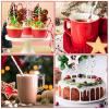 100Pcs Christmas Straws Boho Xmas Tree Paper Straws Boho Forest Disposable Drinking Straws for Xmas Winter Holiday Beverages Cocktail Decorations view 4