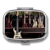 Guitar Bass Music Musical Instruments Pill Box Cute Square Pill Case Portable Medicine Tablet Vitamin Holder Organizer for Purse Pocket view 1