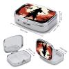 Samurai Square Pill Box Travel Portable Pill Case 2 Compartment Medicine Metal Tablet Vitamin Holder Organizer for Purse Pocket view 2