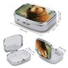 Brown Bear Water and Trees Square Pill Box Travel Portable Pill Case 2 Compartment Medicine Metal Tablet Vitamin Holder Organizer for Purse Pocket view 2