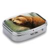 Brown Bear Water and Trees Square Pill Box Travel Portable Pill Case 2 Compartment Medicine Metal Tablet Vitamin Holder Organizer for Purse Pocket view 3