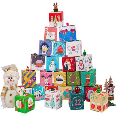 25 Pcs DIY Christmas Advent Calendar Boxes, 25 Days Cute Advent Countdown Gift Boxes, Christmas Cardboard Empty Number Boxes for Kids and Family, Xmas Holiday Decoration.