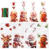 DERAYEE 120PCS Christmas Cellophane Treat Bags, Small Xmas Plastic Gift Bags Clear Cello Goodies Candy Bags with Twist Ties for Christmas Party Favors view 1